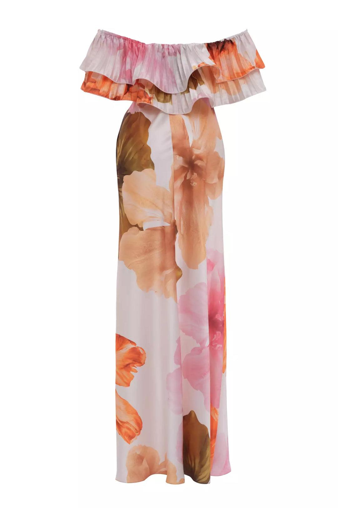 FRV Printed satin strapless long dress - Muskogee