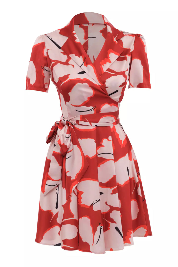 FRV Printed satin short sleeve mini dress - San Diego