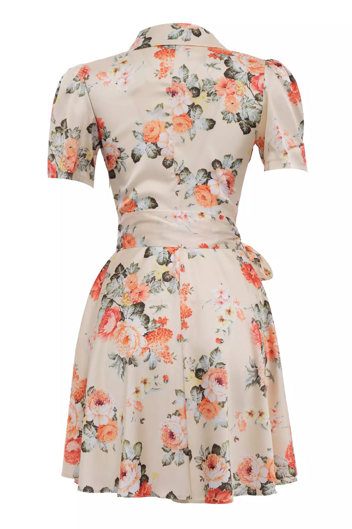 FRV Printed satin short sleeve mini dress - Longview