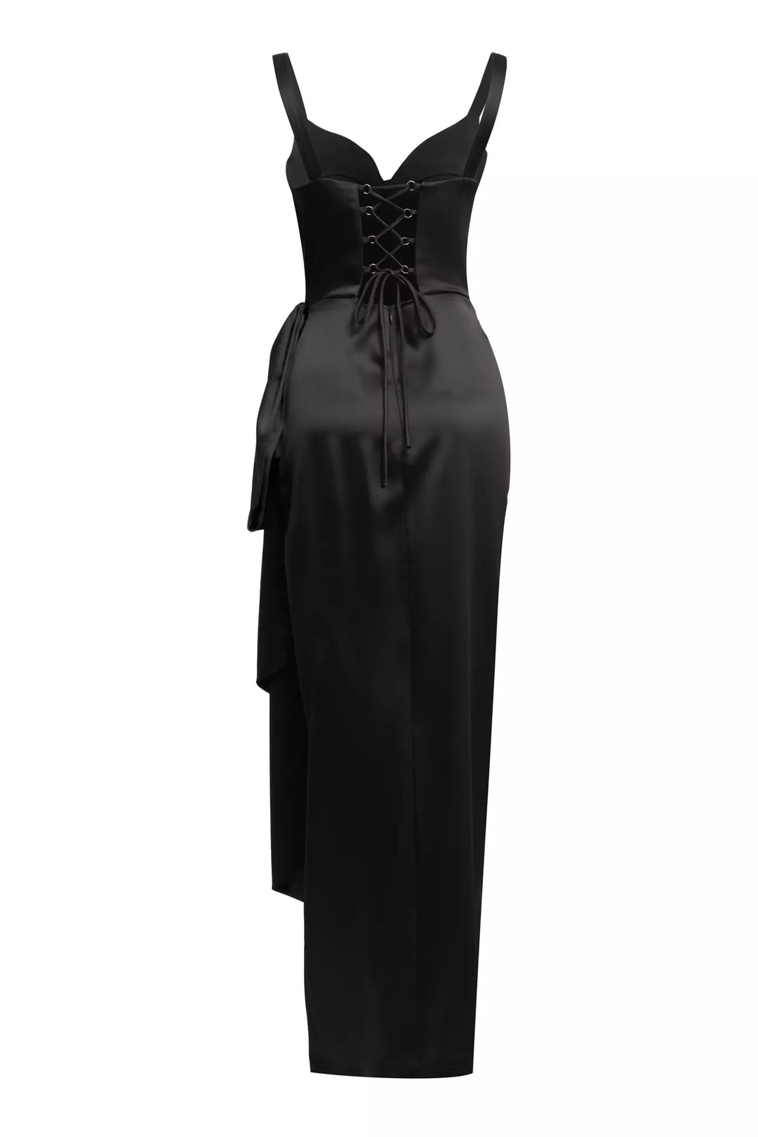 FRV Black satin sleeveless long dress - Geldern