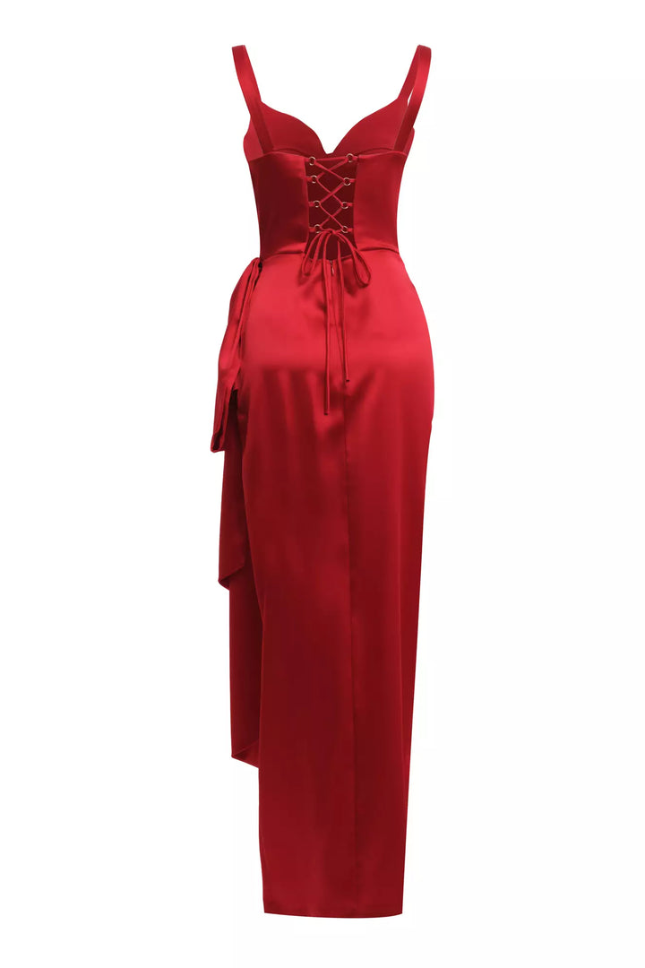 FRV Red satin sleeveless long dress - Bridgewater