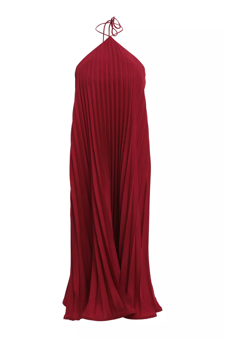 FRV Maroon satin sleeveless midi dress - Georgina