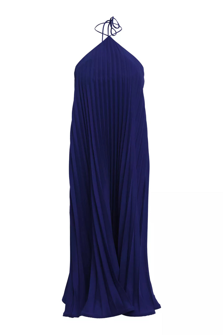 FRV Navy blue satin sleeveless midi dress - Columbus