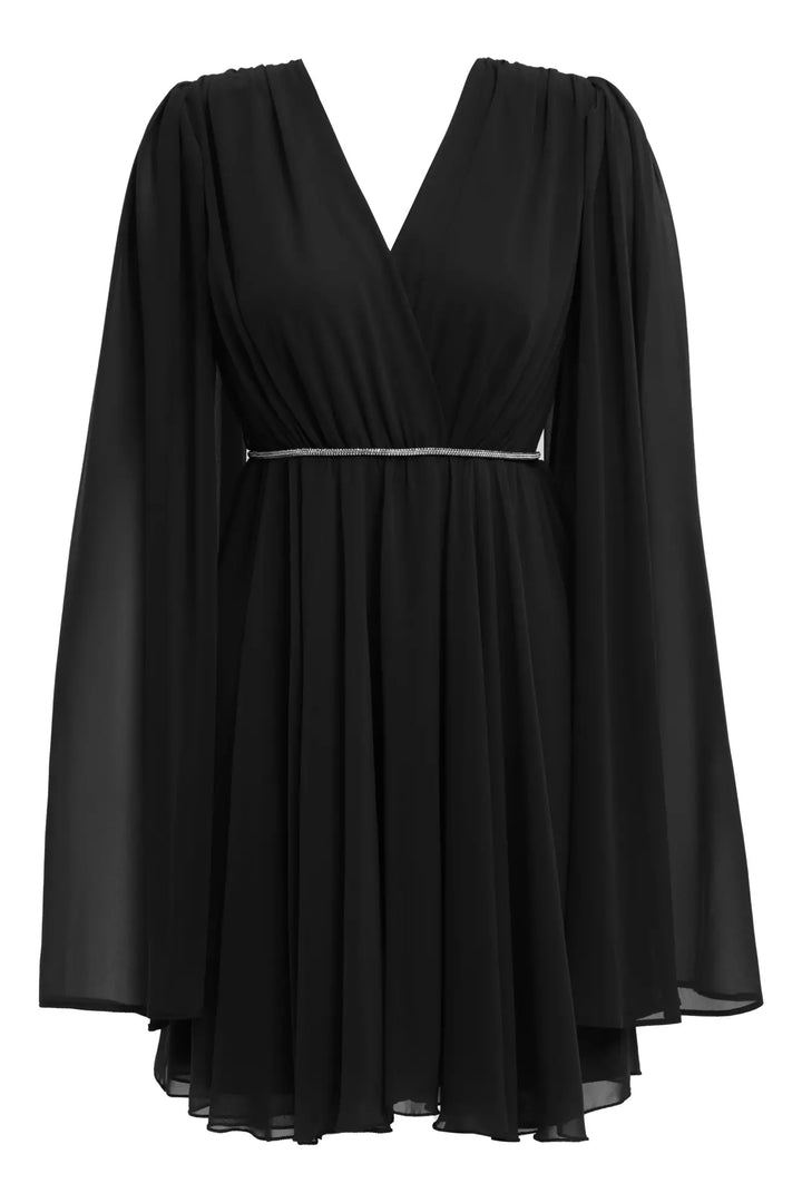 FRV Black chiffon long sleeve mini dress - Walnut Creek