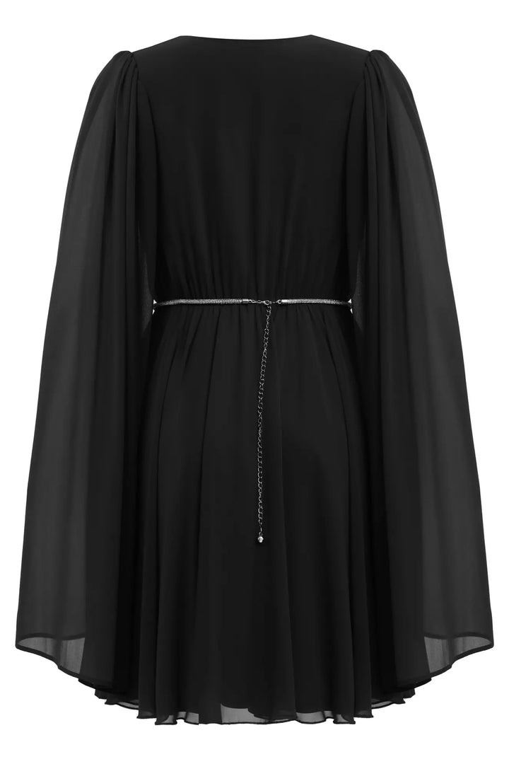 FRV Black chiffon long sleeve mini dress - Walnut Creek