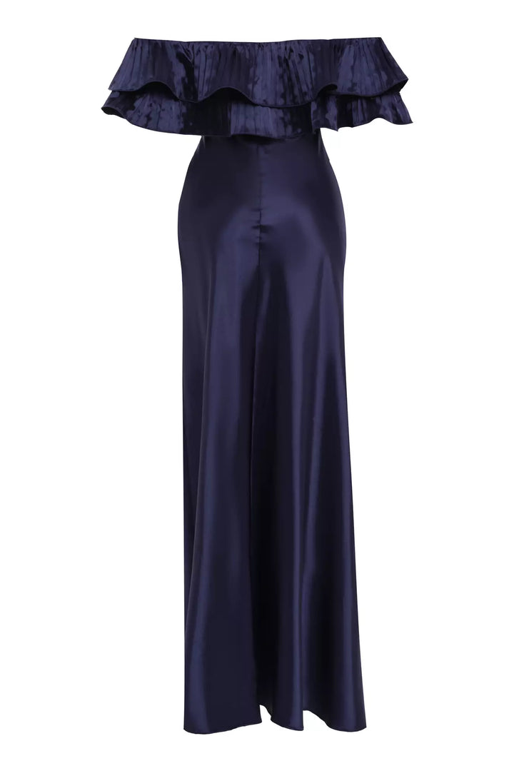 FRV Navy blue satin strapless long dress - Tempe