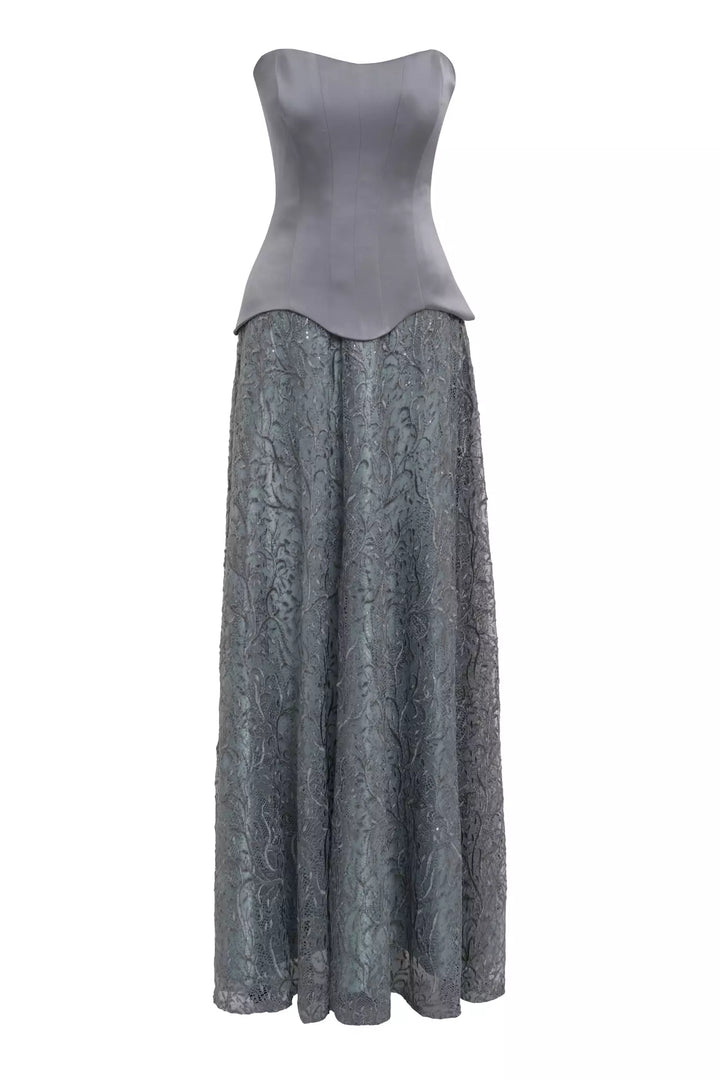 FRV Mint green satin sleeveless long dress - Okhtyrka