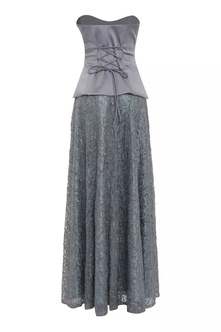 FRV Mint green satin sleeveless long dress - Okhtyrka