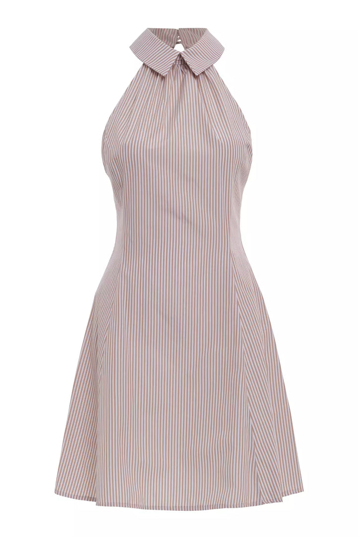 FRV Camel poplin sleeveless mini dress - Faenza