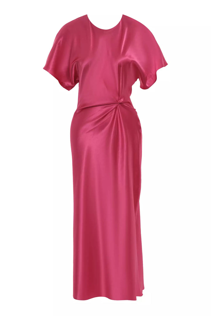 FRV Fuchsia satin short sleeve long dress - Waiblingen