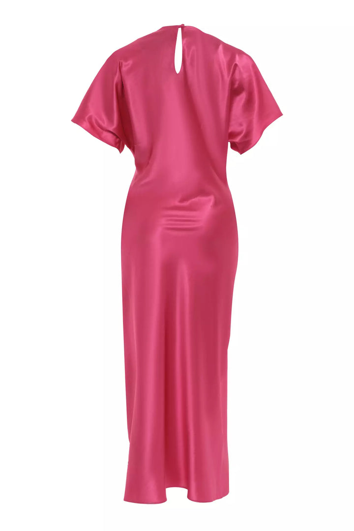 FRV Fuchsia satin short sleeve long dress - Waiblingen