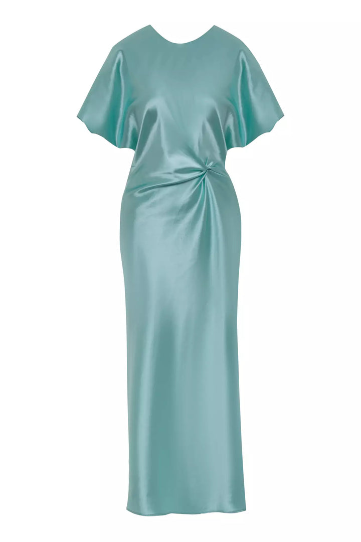 FRV Water green satin short sleeve long dress - Vaulx-en-Velin
