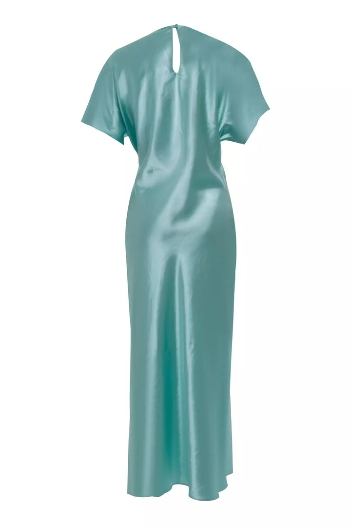 FRV Water green satin short sleeve long dress - Vaulx-en-Velin
