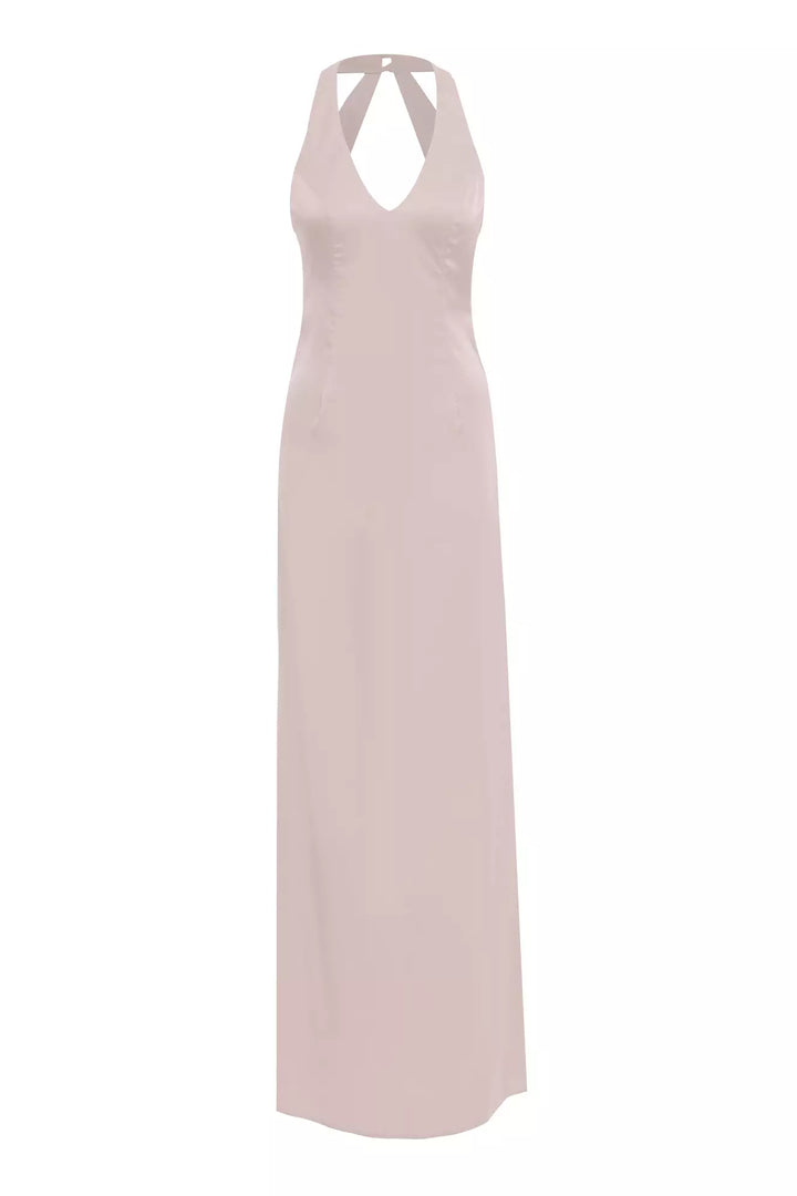FRV Beige satin sleeveless long dress - Mantes-la-Jolie