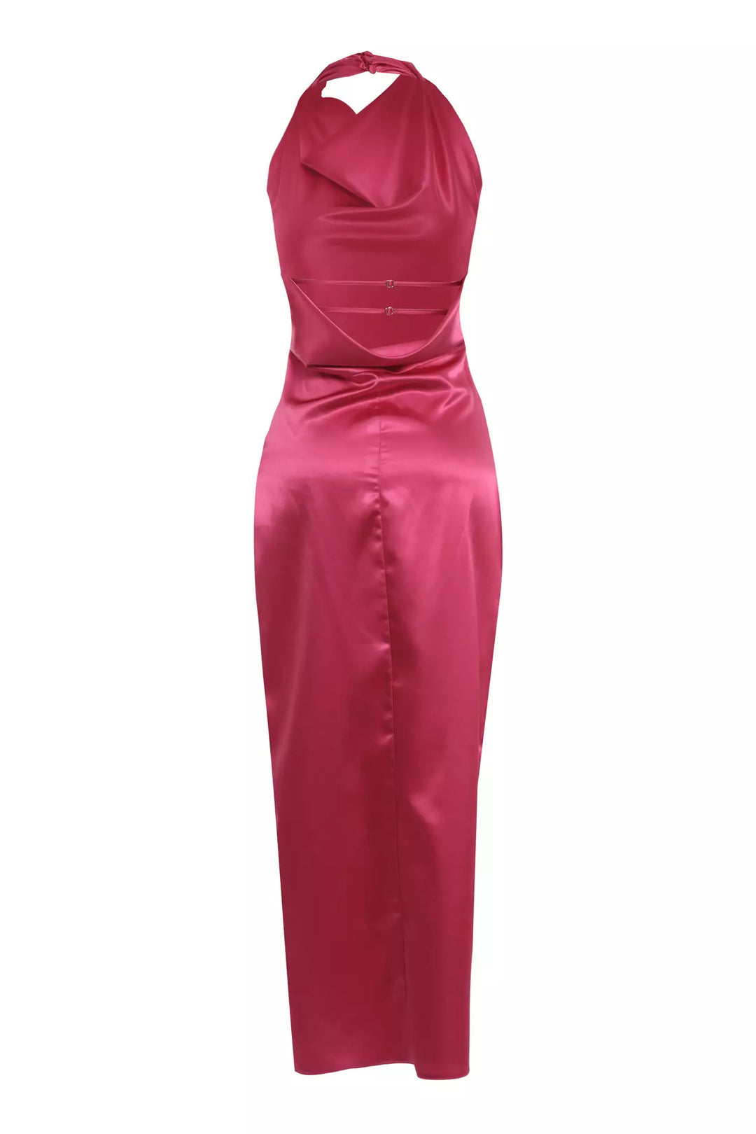 FRV Fuchsia satin sleeveless long dress - Civitavecchia