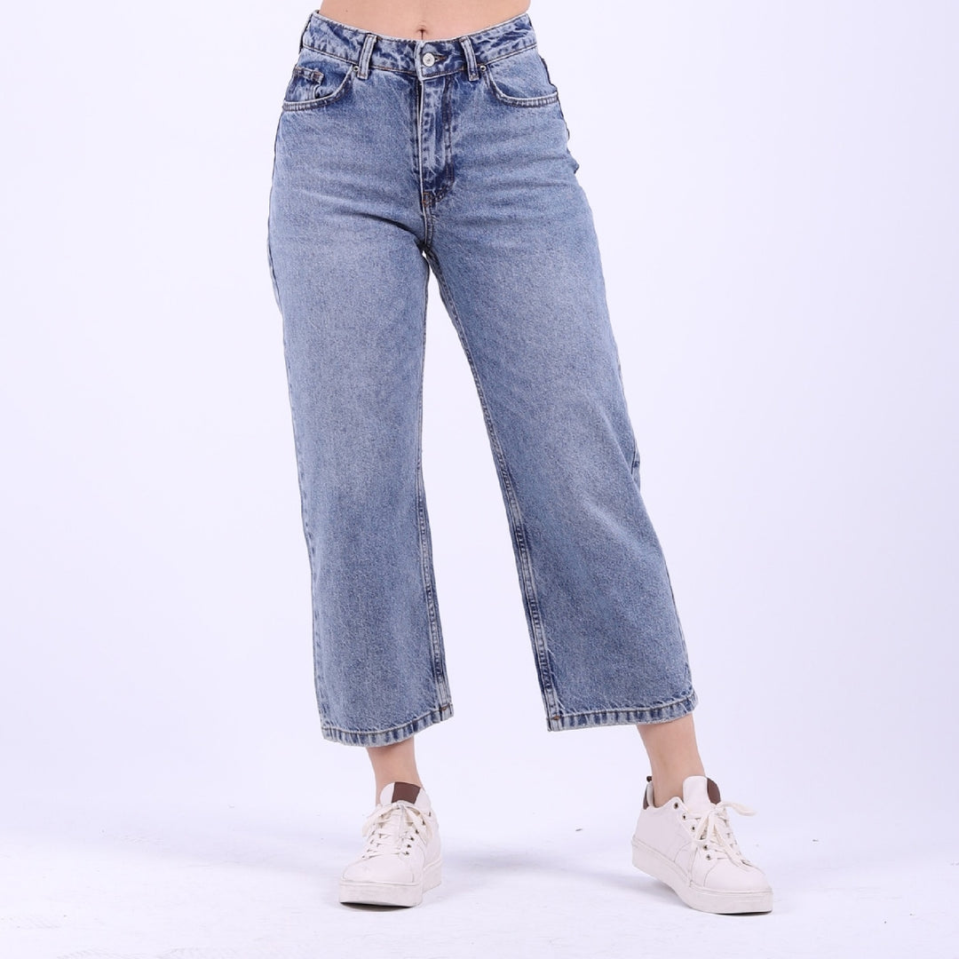 XLJ High Waisted Relaxed Stove Pipe Leg Basic Jean Mixed - Preston