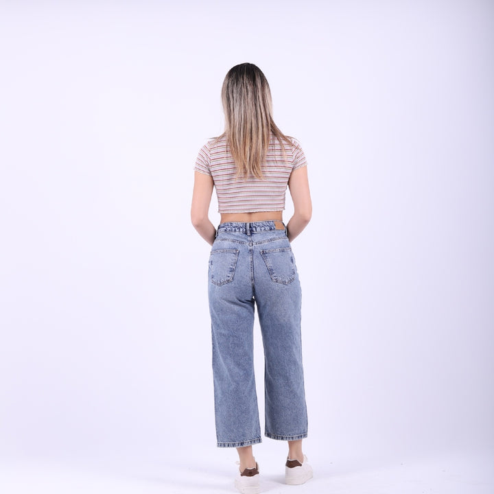 XLJ High Waisted Relaxed Stove Pipe Leg Basic Jean Mixed - Preston