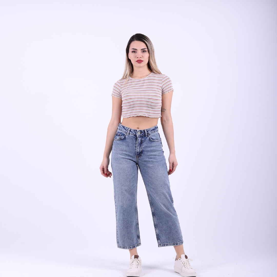 XLJ High Waisted Relaxed Stove Pipe Leg Basic Jean Mixed - Preston