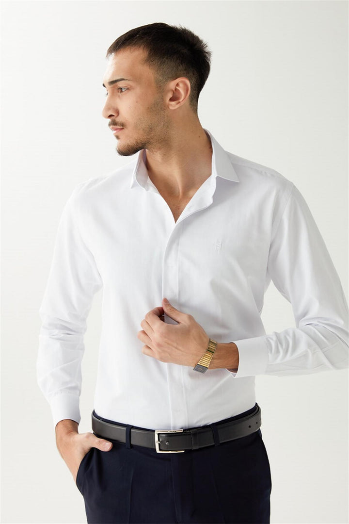 MPL Men's Slimfit Long Sleeve Satin Shirt 2097 - Rochester Hills