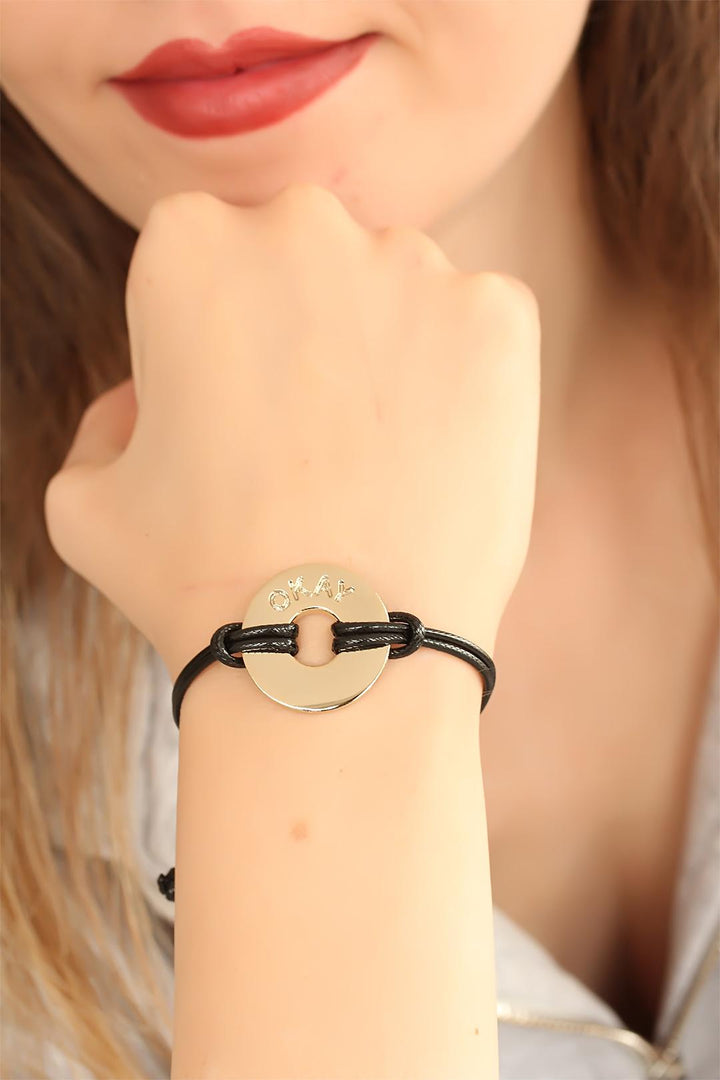 EBJ OKAY Black Leather Cord Unisex Mood Bracelet - Vernon
