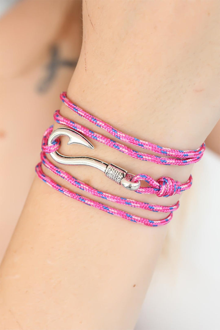EBJ Pink Color Silver Metal Hooked Women's Multi Bracelet with Mixed Patterns - Albufeira