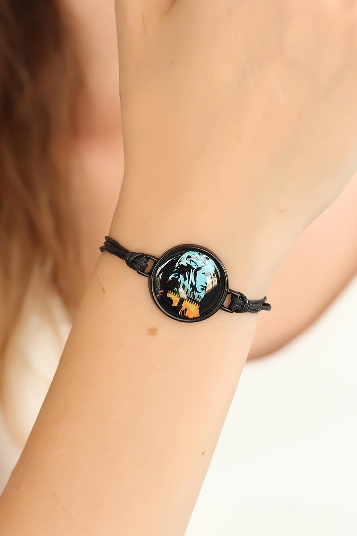 EBJ Black Adjustable String Bracelet with Picture for Women - Dragash