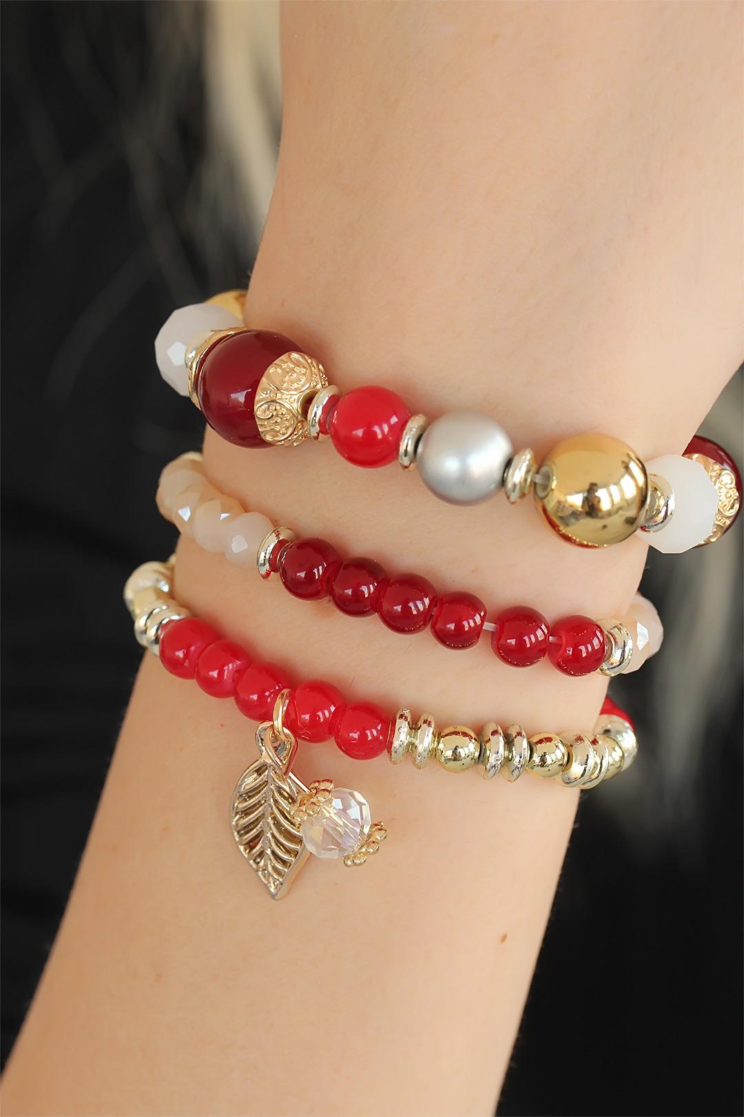 EBJ Red Beaded Bracelet for Women - Issy-les-Moulineaux