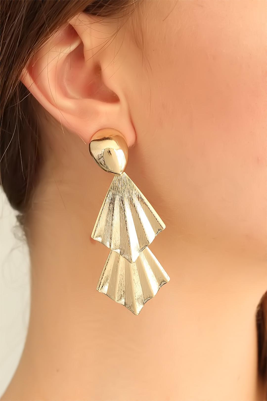 EBJ Gold Color Metal Vintage Women's Dangle Earrings - White Rock