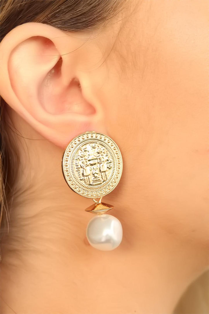 EBJ Dore Colored Pearl Metal Earrings for Women - Valle de Bravo