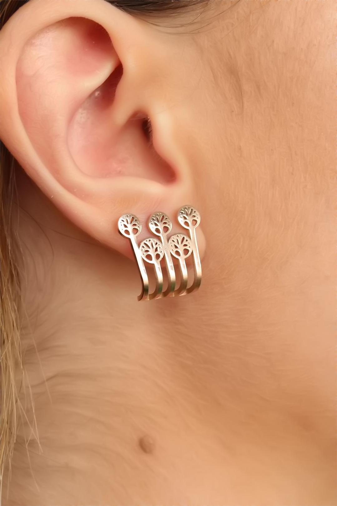 EBJ Rose Color Tree Patterned Earrings for Women - Green Bay