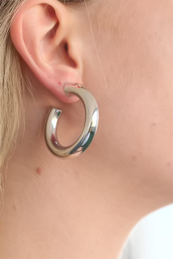 EBJ Halkalı Silver Color Metal Women's Earring - Cottbus
