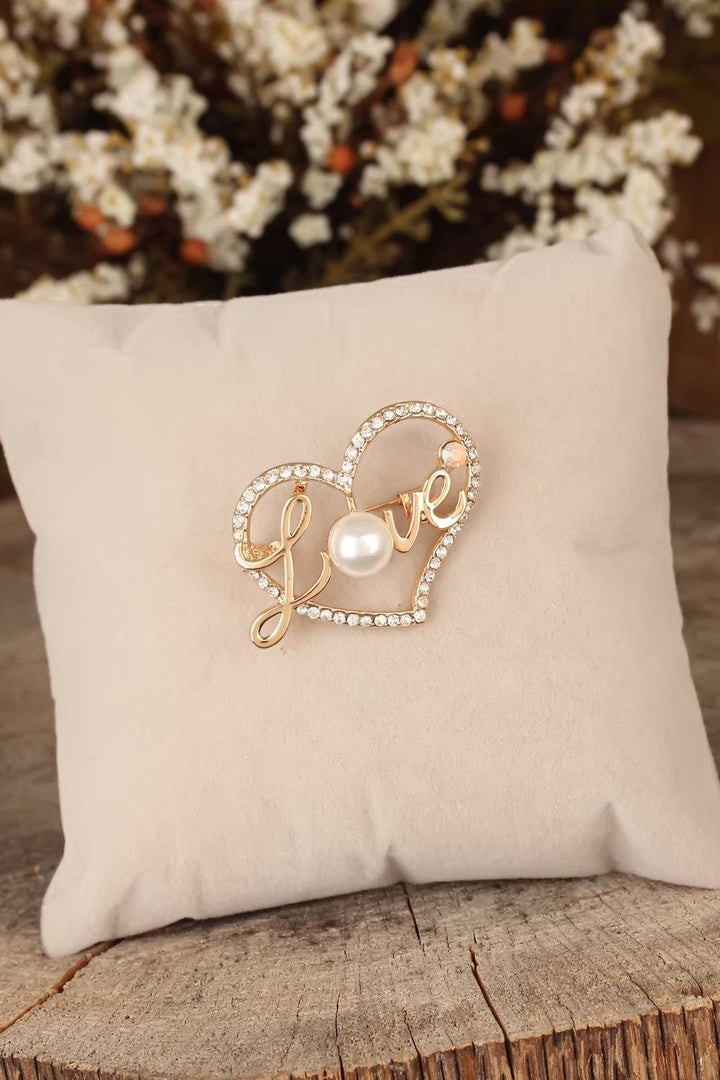 EBJ Brooch with Zircon Stone and Love Inscription in Heart Shape - Mississauga