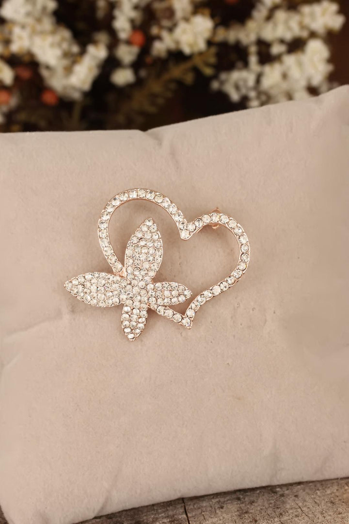EBJ Heart-shaped Brooch with Gold Zircon Stone - Newark