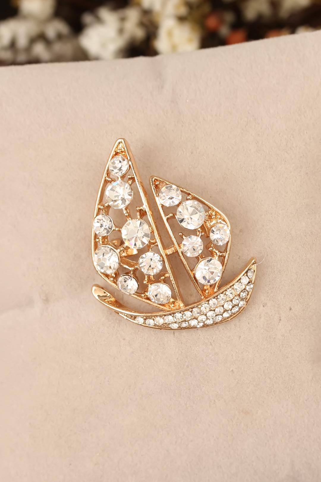 EBJ Brooch with Zircon Stone Sailboat Figure - Warren