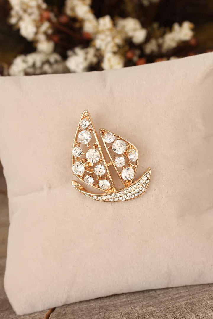 EBJ Brooch with Zircon Stone Sailboat Figure - Warren