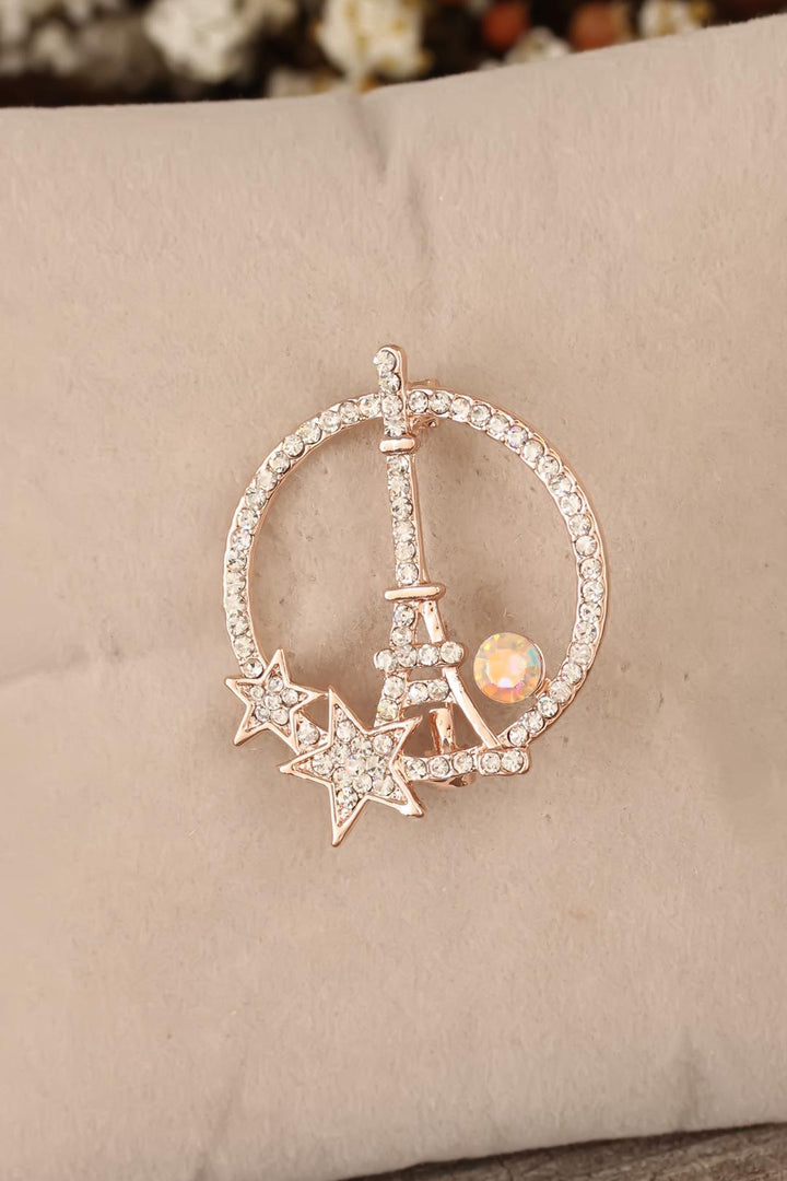 EBJ Brooch with Zircon Stone and Eiffel Tower Figure - Makiivka