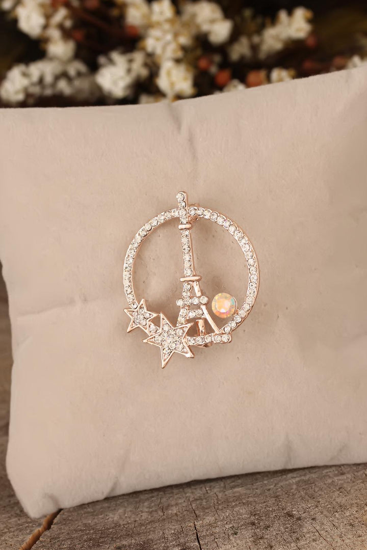 EBJ Brooch with Zircon Stone and Eiffel Tower Figure - Makiivka