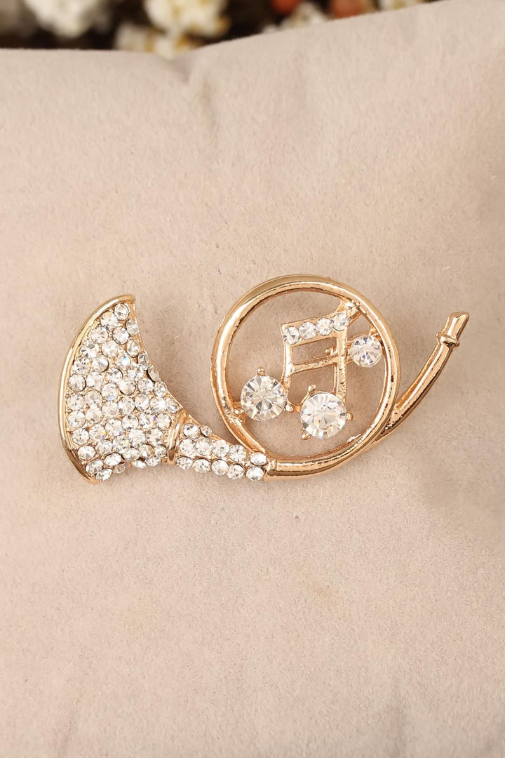 EBJ Saxophone Figured Brooch with Zircon Stone - Telde