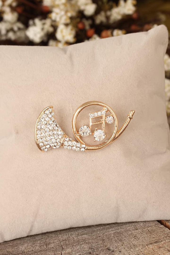 EBJ Saxophone Figured Brooch with Zircon Stone - Telde