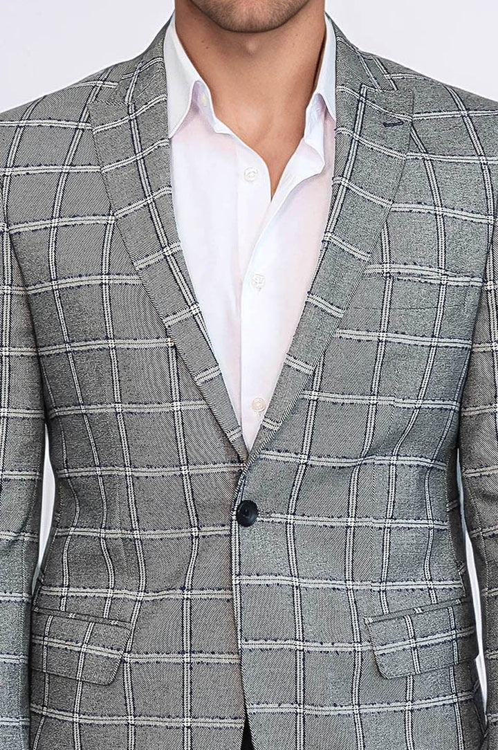 WSS Checked Slim-Fit Grey Men Blazer  - Saint-Jérôme