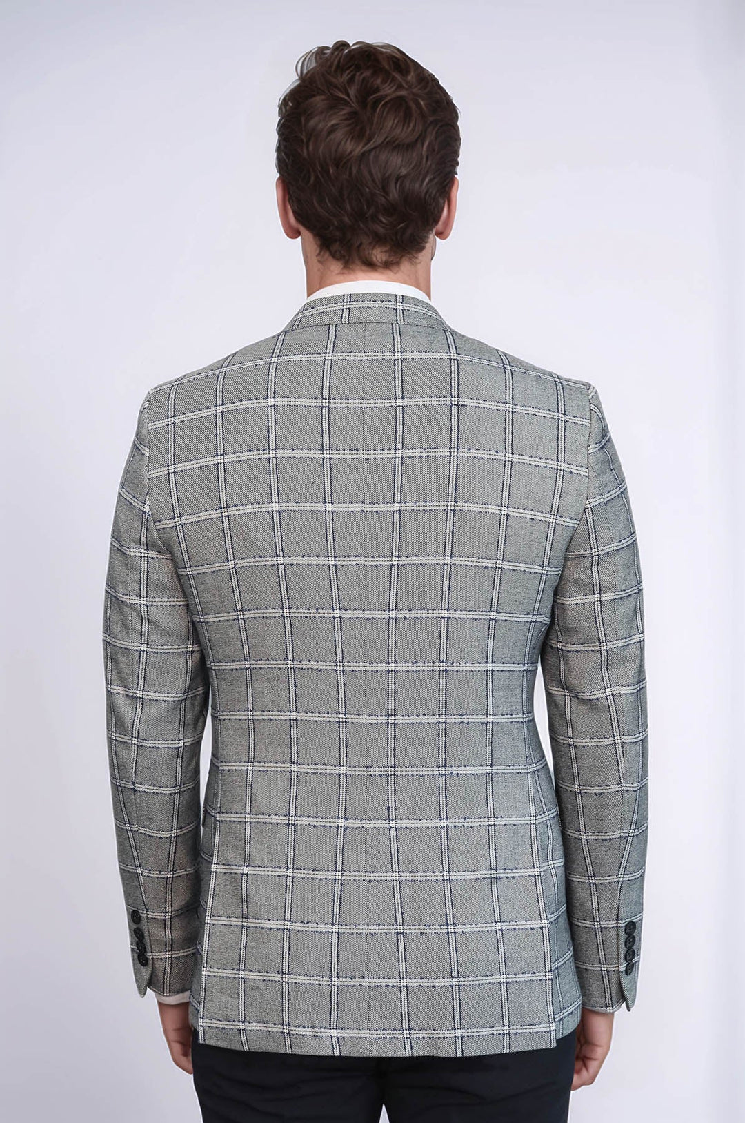 WSS Checked Slim-Fit Grey Men Blazer  - Saint-Jérôme