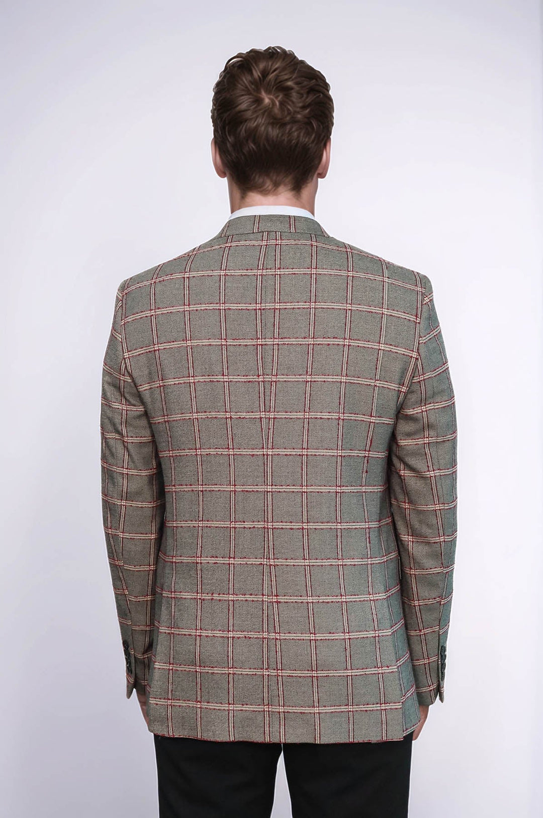 WSS Checked Slim-Fit Grey Men Blazer  - Cottage Grove