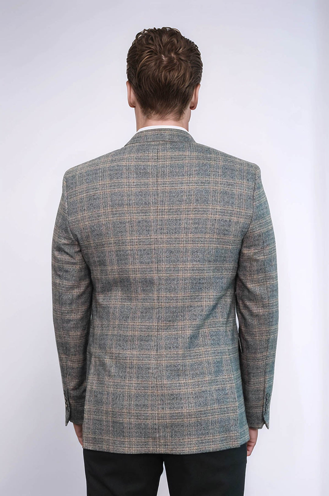 WSS Checked Slim-Fit Dark Grey Men Blazer  - Graz