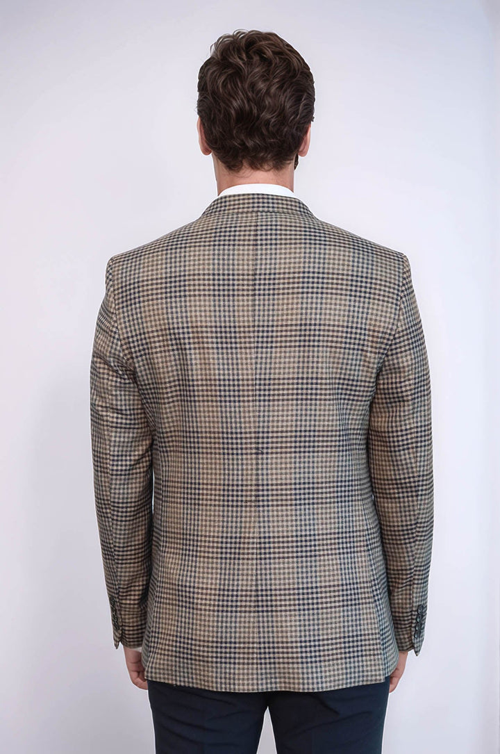 WSS Plaid Slim-Fit Brown Men Blazer  - Gillingham