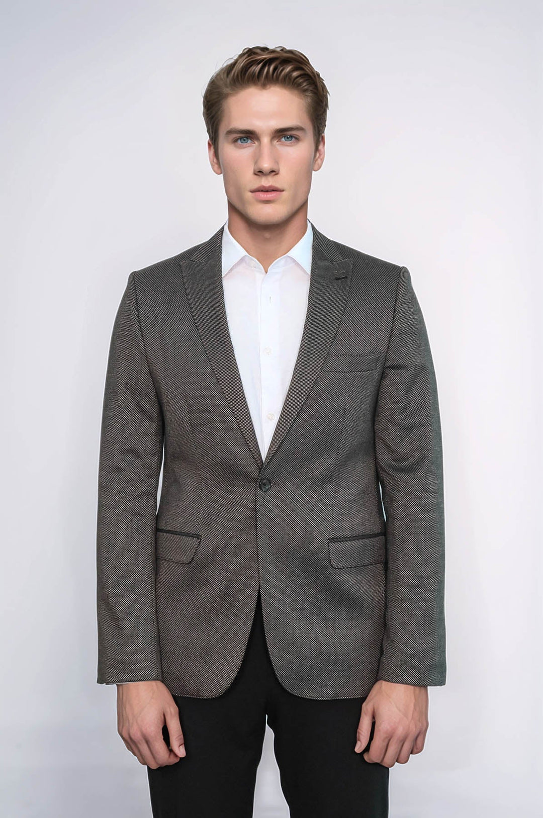WSS Patterned Slim-Fit Brown Men Blazer  - Choisy-le-Roi