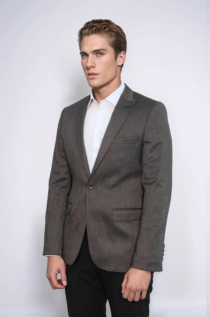 WSS Patterned Slim-Fit Brown Men Blazer  - Choisy-le-Roi