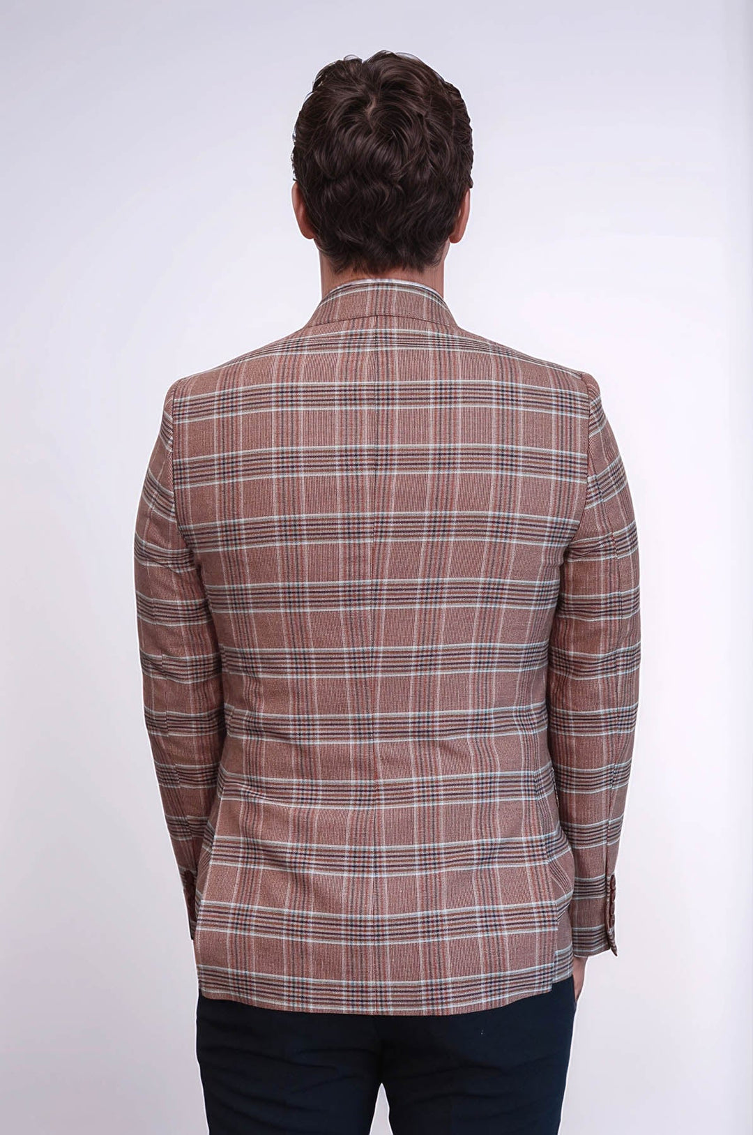 WSS Checked Single Button Burgundy Men Blazer  - Mukacheve