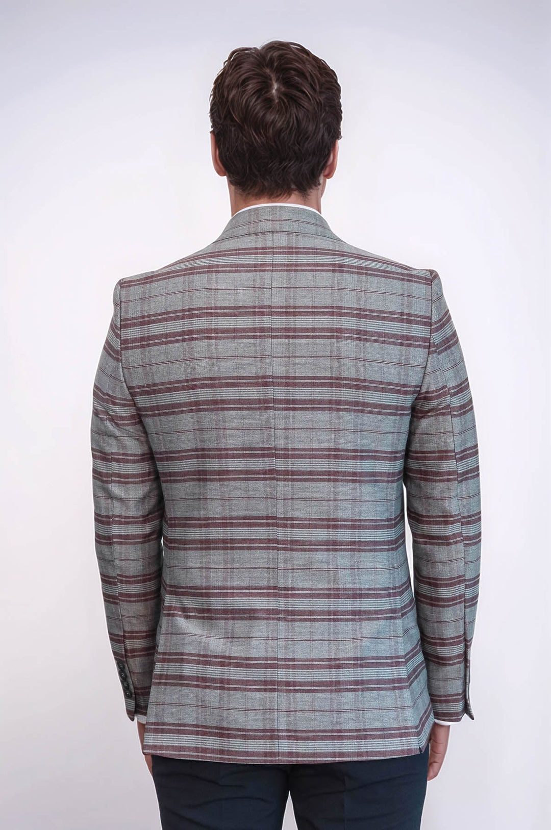 WSS Slim-Fit Checked Burgundy Men Blazer  - Worcester