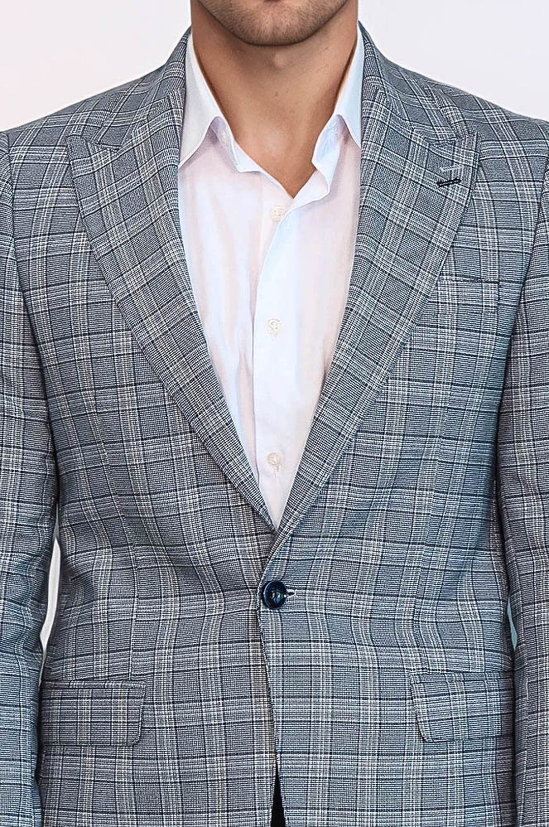 WSS Checked Slim-Fit Grey Men's Blazer  - Gulfport