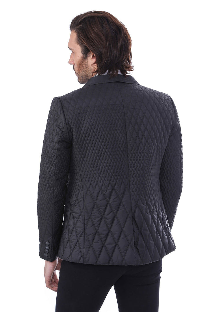WSS 3 Pockets 2 Button Quilted Coat Jacket Black Short Coat- - Singen